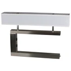 Brushed Nickel Table Lamp,one outlet, one USB Port. 4"x25.5"x4"x25.5"x4.5" Rect White Linen HB Shade with top diffuser.