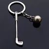 Wholesale metal ornament golf sports club creative keychain chain ring for promotion products small gift giving