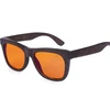 eco friendly dark brown black bamboo wooden frame orange lens 99% 100% blue light blocking computer glasses