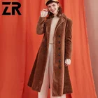 Winter Genuine Real Sheepskin Leather Lined Sheep Shearling Fur Coat Jackets for Women