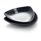 New products triangle shape natural japan design matte black serving plate