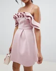 Young lady strappy Ruffle Prom Mini Dress