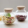 round glass lucid storage jar with cork lid bottle for kitchen spices