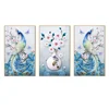 Peacock Canvas Art Print Blue White Pink Flower Picture Painting 3 Piece Animal Peacock Wall Art