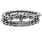 High quality black magnet charm bead bracelet men and women silver bent tube hamsa animal head bracelet bracelet