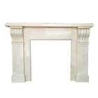 Classic Cream Marfil Marble Fireplace Mantel Surrounding With Electric Remote Heating Insert