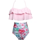 High Waist Swimwear Sexy Bathing Suits For Women Pink And White Stripe Bikini