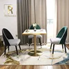 commercial cheap simple design modern marble top brass Metal base square cafe restaurant marble dining table