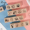 Ready to Ship Creative 4 piece per set wooden stamp set kids rubber stamp