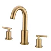 2 Handle Basin Faucet Brass Bathroom Sink Tap 3 Holes Shower Tap Shower Faucet,Brushed Gold ,Matte Black
