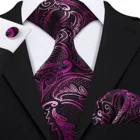 Luxury Dress Fuchsia Floral Men Silk Tie Gift Set