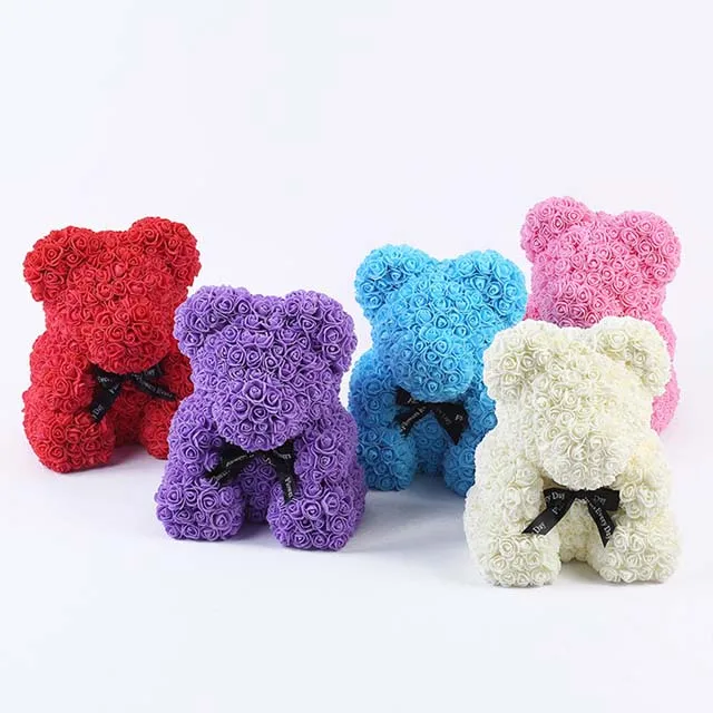 teddy bear roses purple