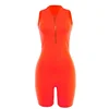 2019 new arrival sexy woman fashion Rompers Women's new high-neck slim fluorescent color sports shorts