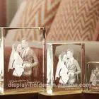 3D photo laser etched crystal glass cube wedding favors