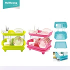 factory direct sale household accessory two tiers dish plate bowl storage rack dish rack drying plastic kitchen shelf