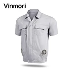 Vinmori 2019 Summer Unisex air conditioned shirts Short Sleeves uniform With Two Fans for work