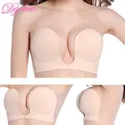 Breathable Push Up Bra Deep U Self-adhesive Lift Invisible Push Up Soft Cloth Sticky Silicone Bra