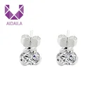 AIDAILA Korean Simple Zirconic S925 Silver Stud Earrings For Women Men Round Small Zircon Earrings Wholesale