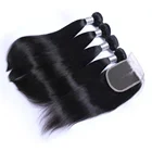Cuticle Aligned Factory Price Virgin Hair Extension Peruvian Hair Bundles With Closure