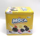New Fashion Design Big Square Cookie Metal Box Candy Tin Can Mini Moca Biscuit Rectangular Tin Package