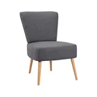 cheap modern Gray Woven fabric side armless dining slipper chair with KD wooden legs