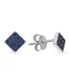 Square Blue CZ Cluster 925 Sterling Silver Diamond Earring for Men
