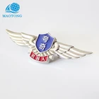 Custom wholesale cheap metal soft enamel pilot wing shape pin badge with your logo