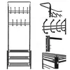 18 Hooks Upright Hat Hanger Slatwall Shoe Shelf Entryway Bench with Coat Rack