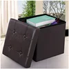 Cloth Storage Modern Leather Storage Ottoman Cube With Handle
