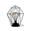 Geometric figure antique iron cage pendant lamp with hanging rope decoration room table fairy lantern lamp