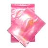 China Factory Plastic Clear Self Sealing Bag Custom Printed Flat Opening PE Poly Bags Pink Color