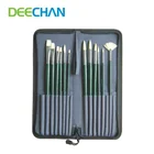 Wooden Handle with Art Canvas Bag 13 Pack Oil Paint Brushes Set Artist