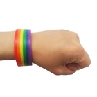 Custom design gay silicone rubber wristband with rainbow colors logo