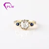14k solid yellow gold sapphire accents ring 7mm double rose cut moissanite wedding ring