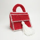 2019 Knitted Wool Felt Clutch Bag Homemade Women Bag Acrylic Woven Bag Colorful Wooden Frame