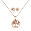 Stainless Steel Tree Of Life Pendant Necklace Gold Jewelry Womens Necklace Sets
