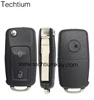 NEW high quality 2 button transponder remote compressed spring flip key shell with uncut blade Keyless replacement key for vw