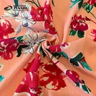 Custom print red floral reactive digital printing 100% rayon fabric price on sale