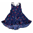 Summer Infant Toddle girls frock strap dress cherry ruffle high low twirl dress backless