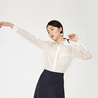 Custom Made High Quality 100% Polyester White Poplin Women Long Sleeve Casual Shirts