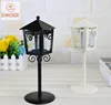Wrought Iron Creative Home Crafts Rustic Style Street Lamp Shape Wedding Decoration Glass Candlestick