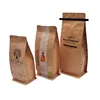 Eco Friendly Custom Flat Bottom Aluminium Lined Valve Kraft Paper Coffe Bean Bag With Tin Ties