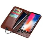 Unisex RFID anti-theft genuine leather smart slim card holder wireless power bank fast charging wallet