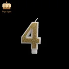 4 Special Number Shaped Gold Cake Candle Wax