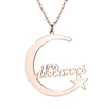 The Stainless Steel Moon Pendant Personalized Name Rose gold plated necklace women jewelry