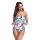 one piece nude beachwear floral flower printing Print sexy backless crossover halter bikini