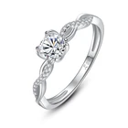 Qings CZ Engagement Ring 925 Sterling Silver Wedding Infinity Ring for Women