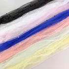 Tricot Tulle Fabric Embroidery 3D Handwork Net Tulle Lace Fabric With Pearls For Wedding Bridal Dress