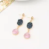 2019 New Arrival Best Selling Pink Natural Quartz Druzy Drop stud Earrings Boho Agate Druzy Drop Earrings For Women
