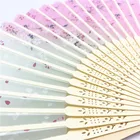 Fabric Hand Fan Chinese Bamboo Fan Promotional Customized Fabric Chinese Wedding Printed Silk Folding Bamboo Hand Fan